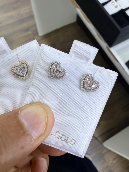 10KT Gold 0.25ctw Natural Heart Earrings