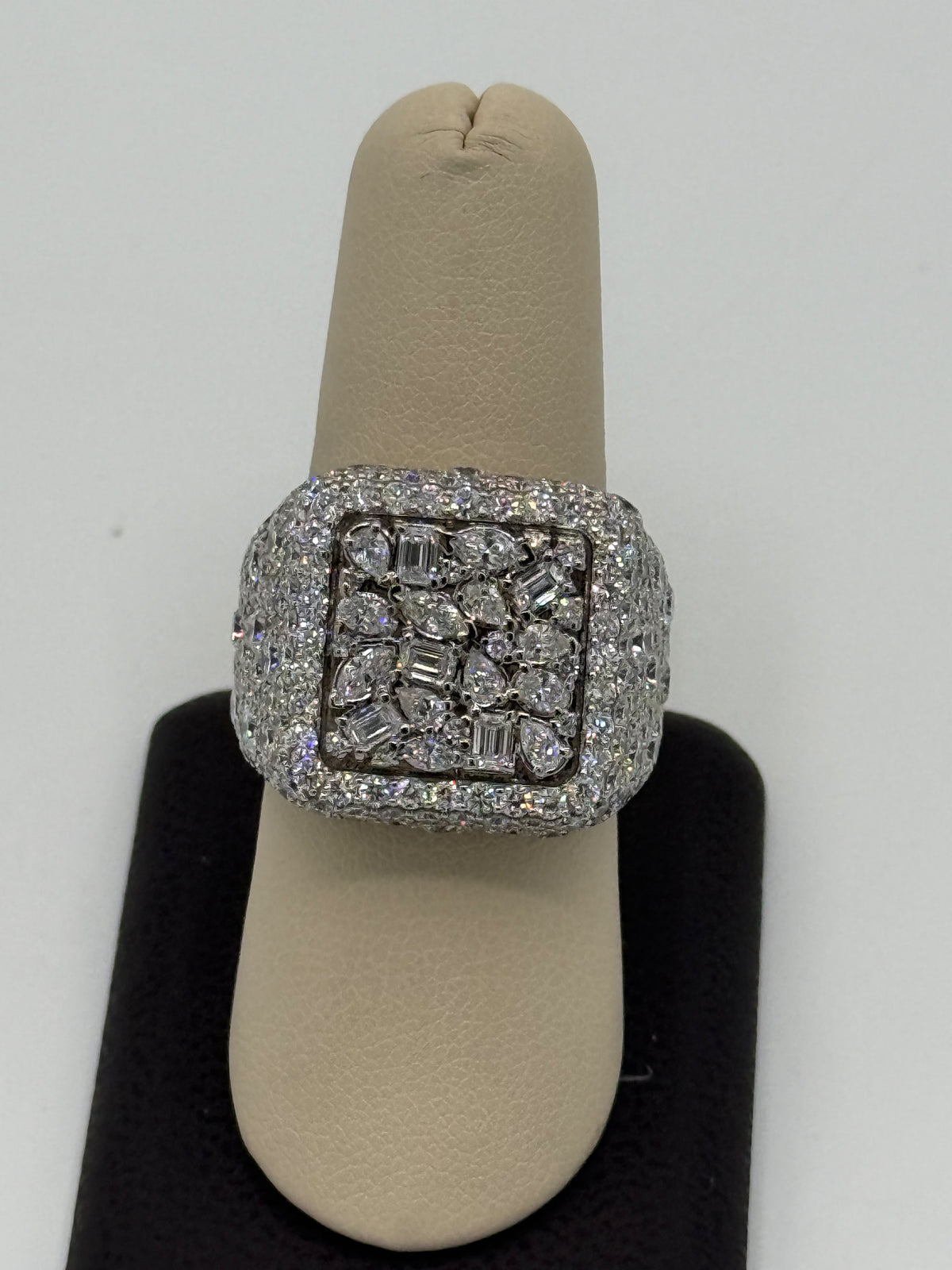 10K White Gold Ring with Lab Diamonds 7.60CT